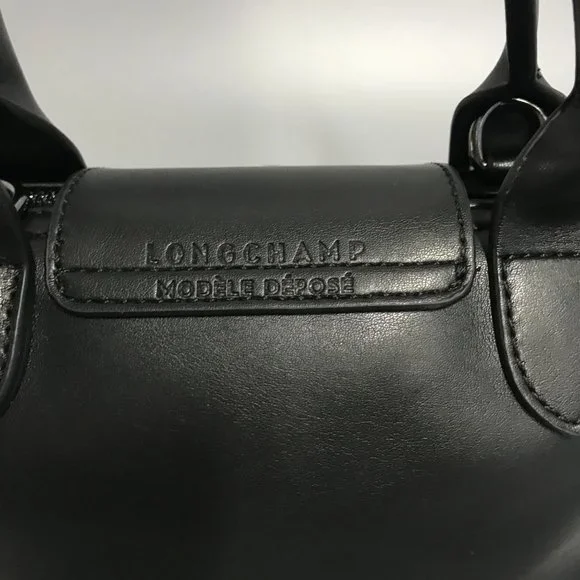 Longchamp Women's White Mini Le Pliage Leather Top Handle Bag Purse Crossbody i - Picture 10 of 11